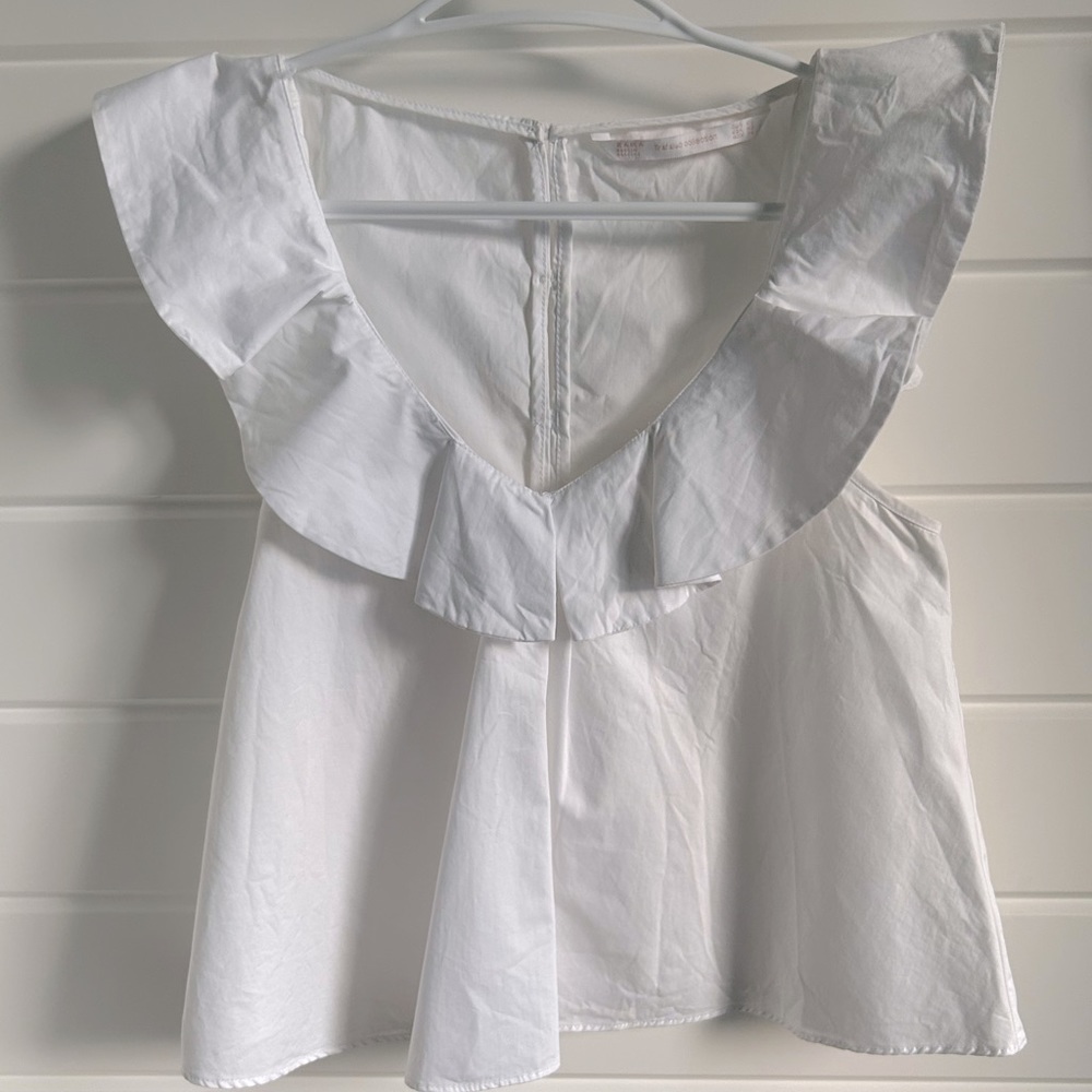 Zara White Poplin Top